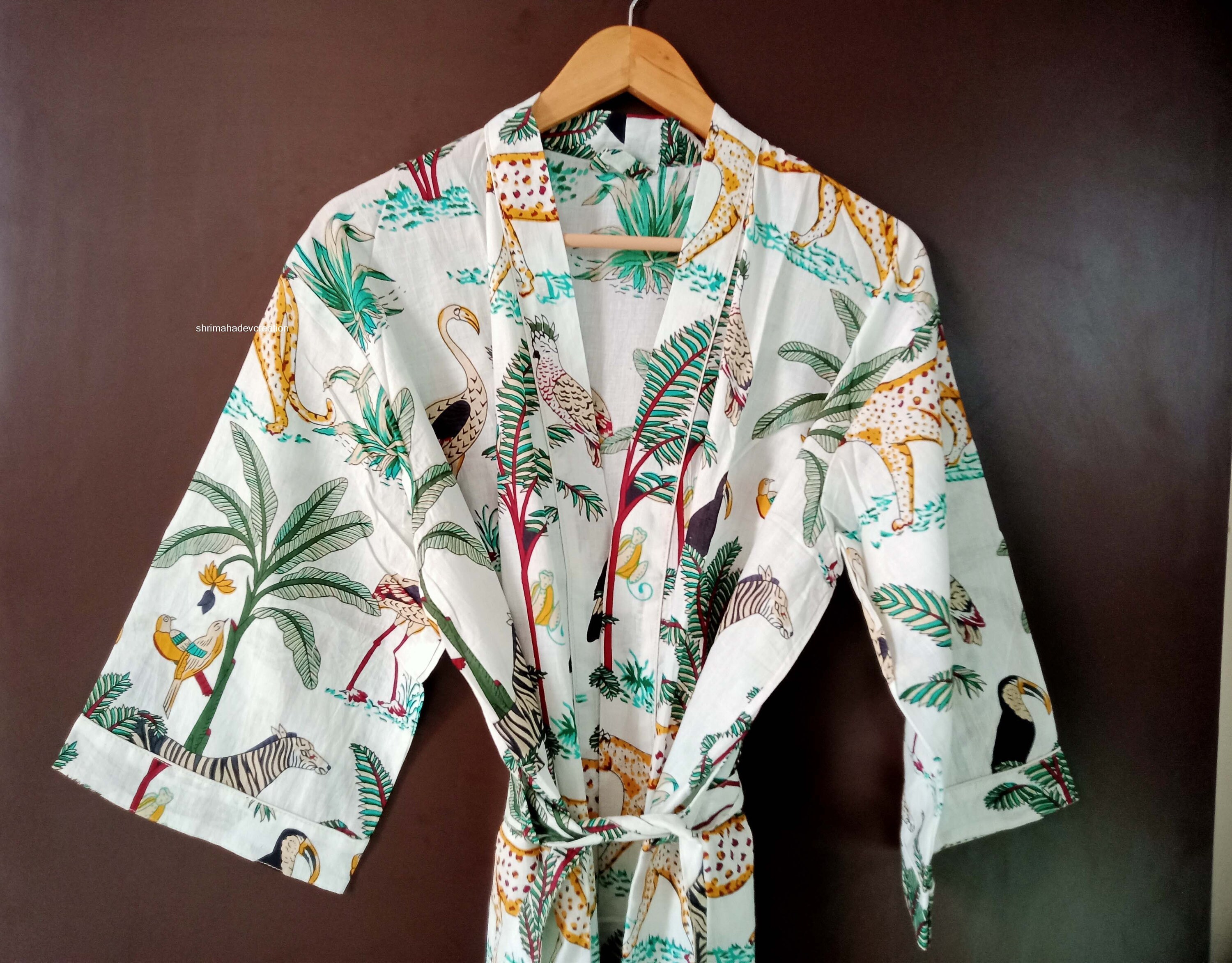 EXPRESS DELIVERY Cotton kimono Robes Wild Life Animal print | Etsy