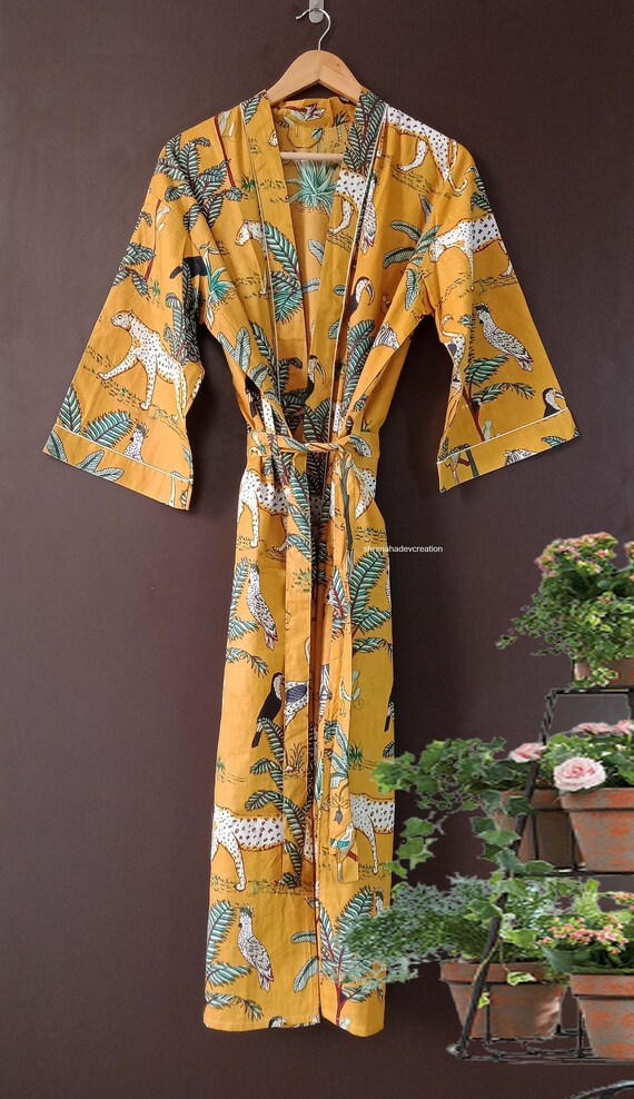 Kimono in cotone con stampa Safari accappatoio da donna accappatoio da doccia loungewear vestaglia da casa regalo per lei Etsy Italia