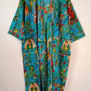 Peignoir, Robe de chambre, Cadeau unique, Robe de demoiselle d'honneur, Robe de chambre kimono, Vêtements de détente Turquoise