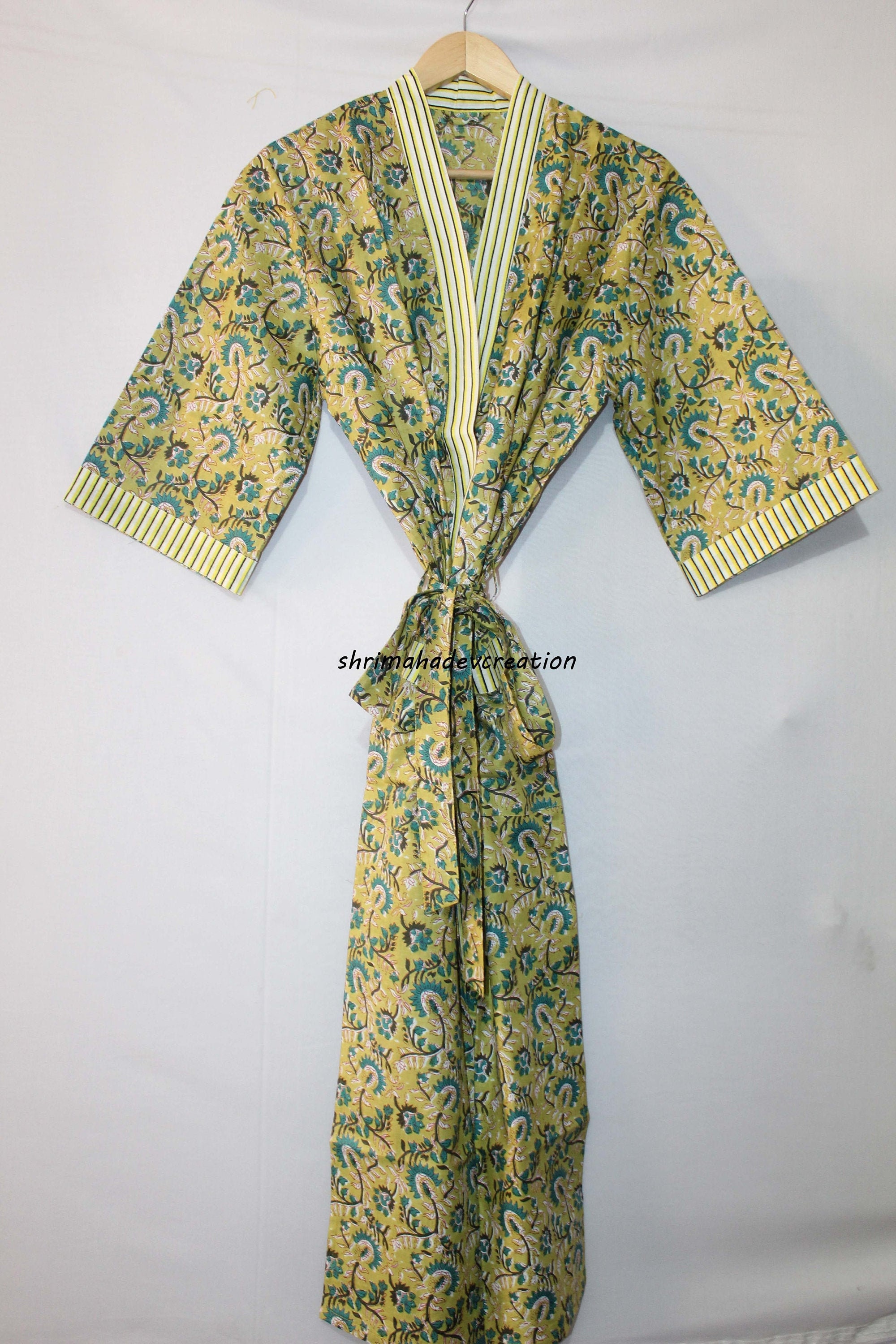 Organic Cotton Robe, Floral Hand Block Printed, Eco-Friendly, Fair Trade |  rupalee |