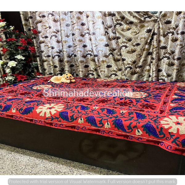 Christmas Day Gift, Hand Embroidered Suzani Bedspread, Handmade Colorful Sofa Throw Wall Decor, New bedspread