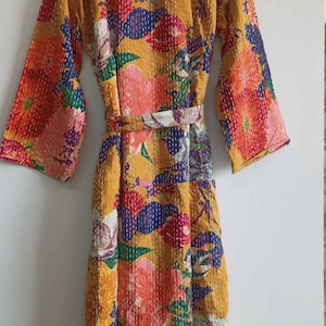 EXPRESS DELIVERY Cotton Floral Printed Women Wear Night Bathrobe Gown Kantha Kimono Jacket, Winter Wear Beach Women Robe image 5