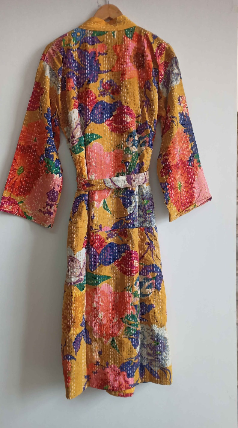 EXPRESS DELIVERY Cotton Floral Printed Women Wear Night Bathrobe Gown Kantha Kimono Jacket, Winter Wear Beach Women Robe image 5