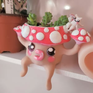 Mushroom Planter Pot | Amantia Succulent Planter | Handmade Polymer Clay Friend Shaped Plant Pot