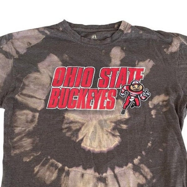 Tie Dye,Ohio State Buckeye tshirt,Upcycled Reverse Tie Dye,One of a Kind,Adult Large,Brutus Buckeye,Buckeyes fan,Ohio State Fan,Ohio State