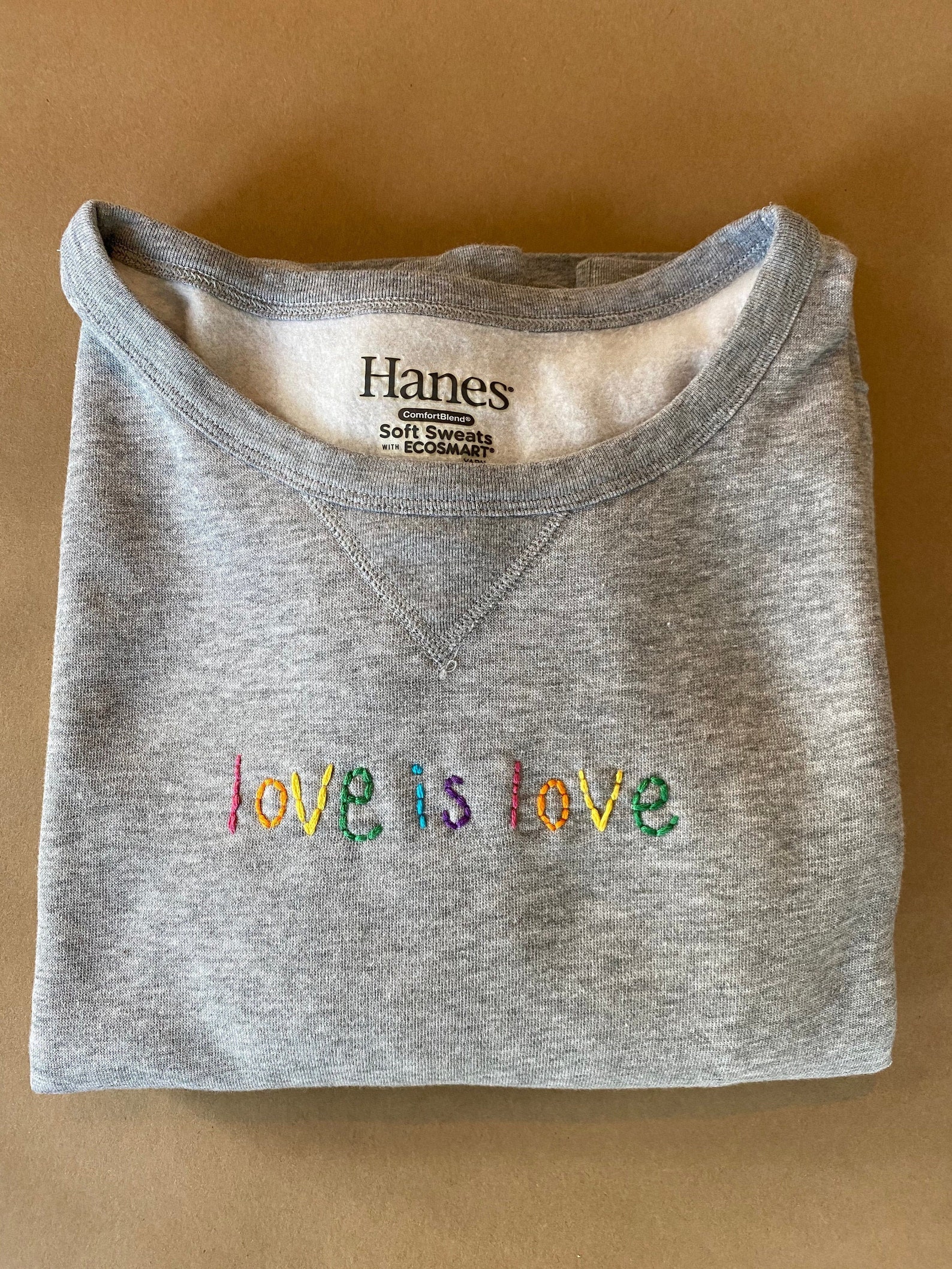 Hand Embroidered Sweatshirt Love is LoveWomen's xL and Etsy
