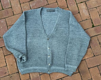 Vintage cardigan Sweater, Gray, Grandpacore,Men's XL