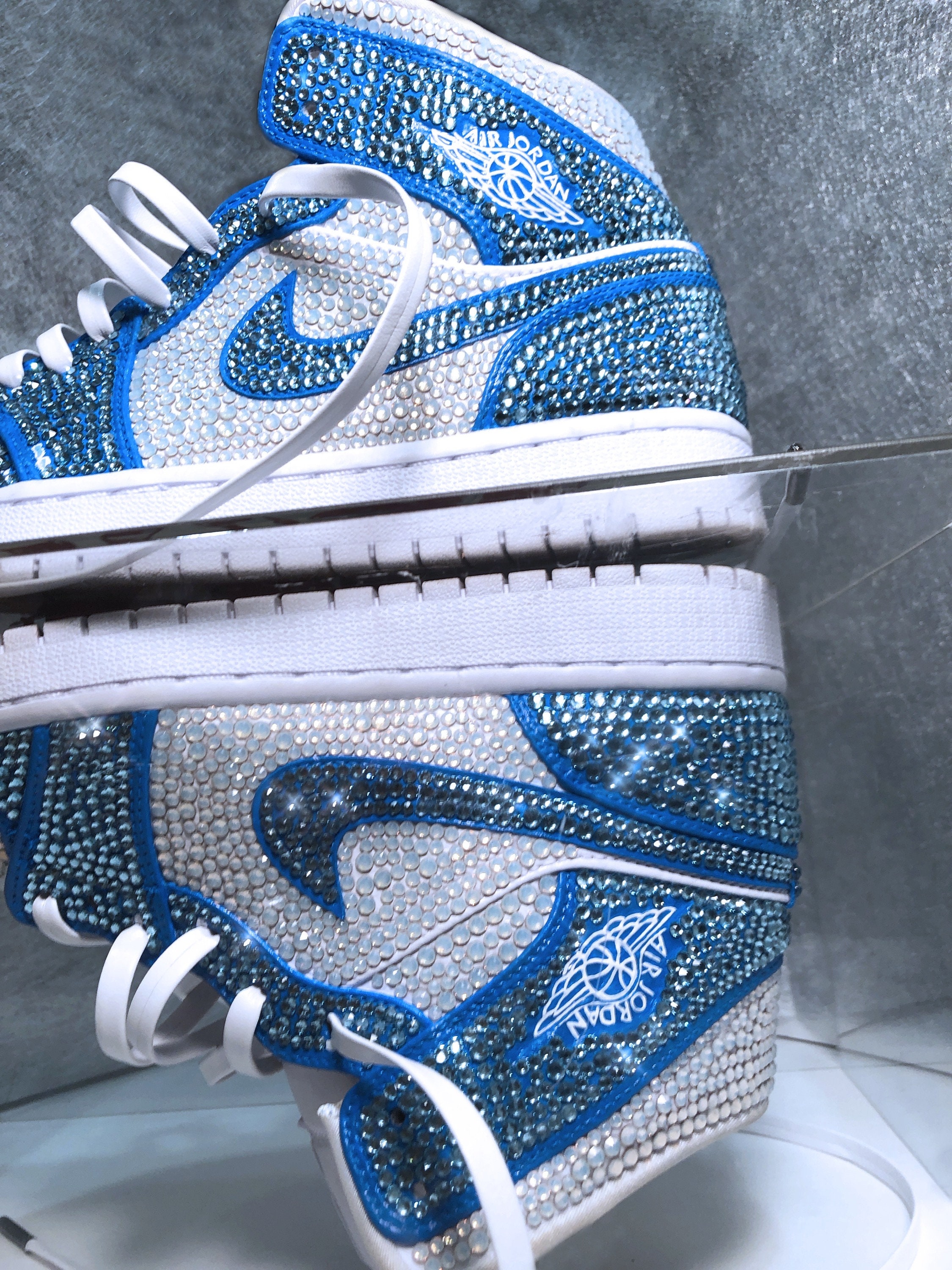 Limited Edition Jordan 1 Mid High Top Sneakers With Swarovski 