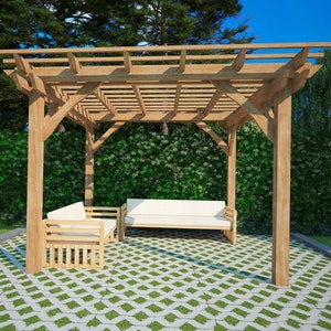  Gazebo de madera de 13 x 15 pies, marco de madera con