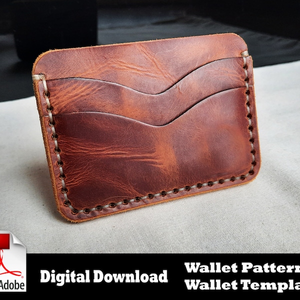Card Holder pattern, Wallet Pattern PDF, Leather Card Holder PDF Pattern, Wallet Pattern, Minimalist Card Holder PDF, Small Wallet Pattern,