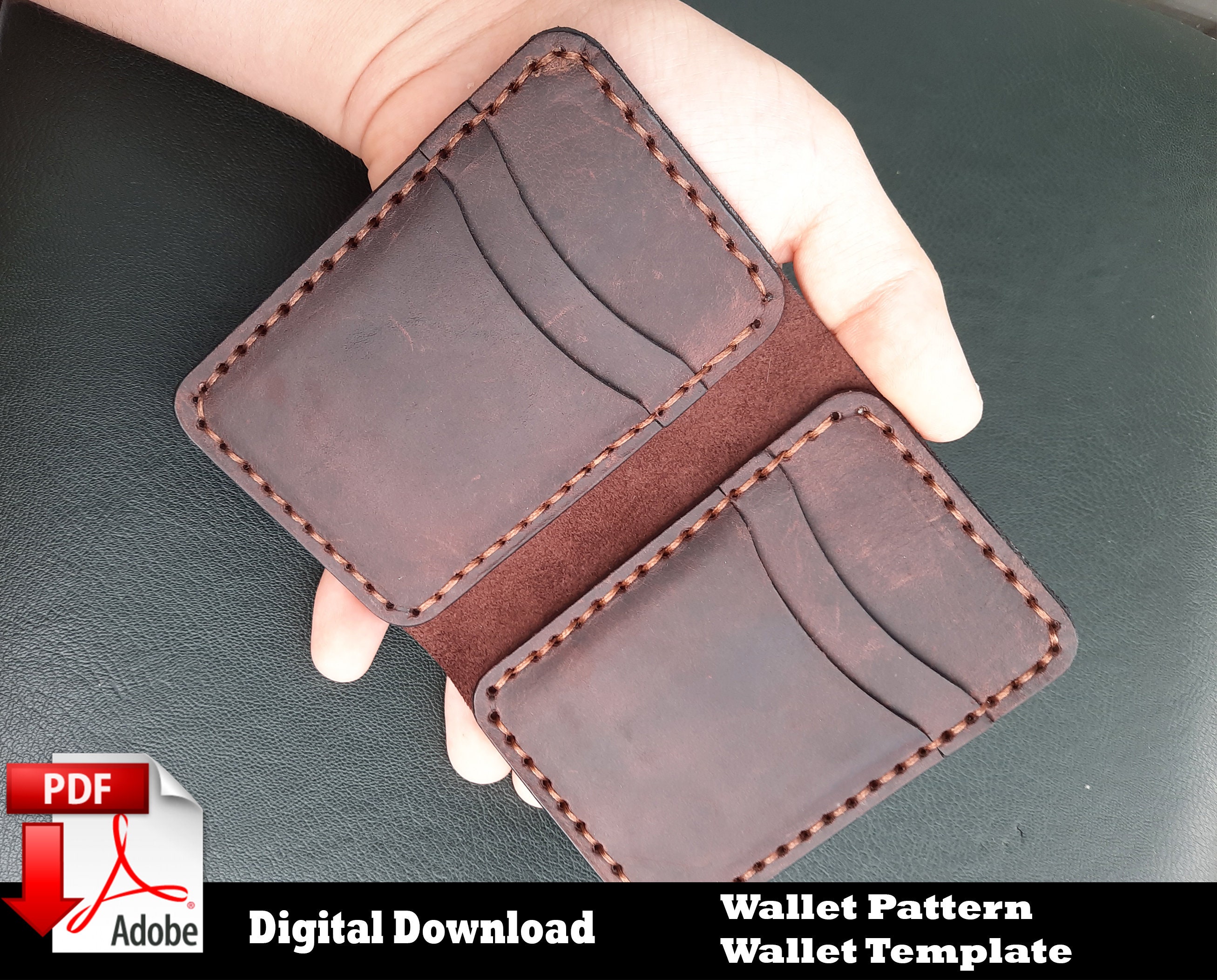 Leather Wallet Pattern PDF Wallet PDF Minimalist Wallet PDF - Etsy