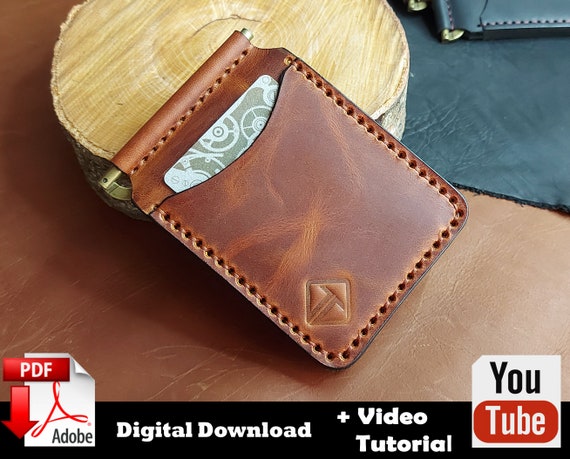 Leather Craft Fashion Men's Tri-fold Wallet Sewing Pattern Kraft Paper  Template