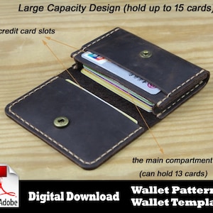 Wallet Pattern PDF, Leather Wallet PDF, Bifold Wallet Pattern, Leather ...