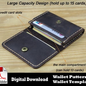 Wallet Pattern PDF, Leather Wallet PDF, Bifold Wallet Pattern, Leather ...