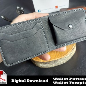 Patrón PDF de billetera, patrón pdf de billetera de cuero, Patrón de billetera plegable, Patrón de cuero, Billetera, Patrón de artesanía en cuero, Patrón de billetera pequeña,.