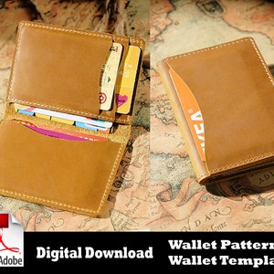 Patrón de cartera PDF, Monedero de cuero PDF, Patrón de billetera Bifold, Patrón de cuero, Plantilla de cartera, Patrón de cuero, Patrón de cartera pequeña,