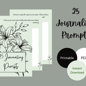 25 Journaling Prompts | Sage Green Journal | Reflective Journaling | Journaling for Self-Reflection | Journal Prompts to Get Started