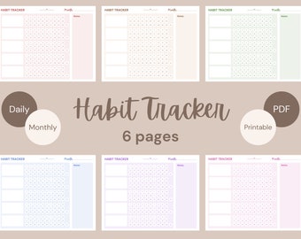 Daily Habit Tracker | Monthly Habit Tracker | Instant Download | Printable Habit Tracker | Digital PDF Habit Tracker | Undated Tracker