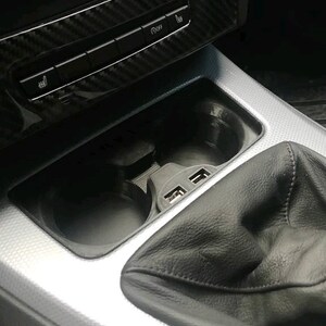 BMW E90 USB charger with cup holder - easy installation! - Center console storage compartment E91 E92 E93 Tuning M3