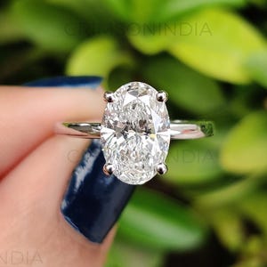 2.56 CT Oval Cut Lab Grown Diamond Engagement Ring, 14K Solid Gold Ring, Solitaire Ring, Hidden Halo Ring Statement Ring, Anniversary Gift