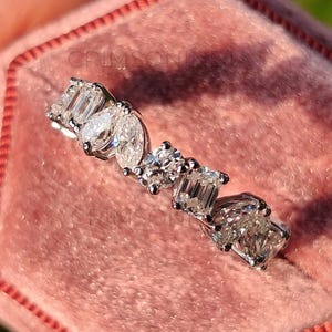 3 TCW Multi Moissanit Diamant Ehering, 14K solide Weißgold Band, volle Eternity Band, passende Band, stapelbar Band, Braut Band