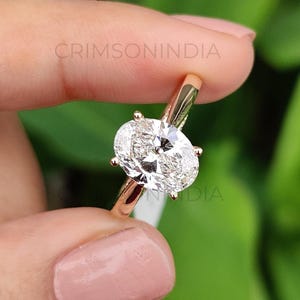 2.50 CT Oval Cut Moissanite Engagement Ring, 14K Solid Yellow Gold Ring, Hidden Halo Ring, Solitaire Ring, Anniversary Gift For Her