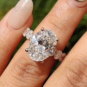 3.5 CT Oval Cut Lab Grown Diamond Engagement Ring, 14K Solid Yellow Gold Ring, Hidden Halo Ring, IGI Certified Diamond Ring, Wedding Ring