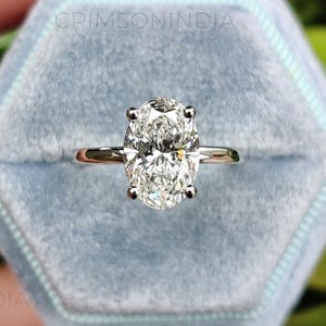 2.3 CT Round Cut Moissanite Engagement Ring, 14K Solid White Gold Ring, Hidden Halo Ring, Solitaire Ring, Proposal Ring, Bridal Set Ring