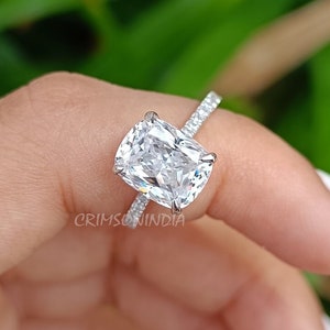 3 Ct Elongated Cushion Cut Moissanite Engagement Ring, Lab Diamond Ring, Promise Ring, 14K Solid Gold Ring, Cathedral Set Ring, Cheap Ring