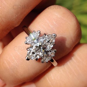 1,5 CT Marquise Cut Moissanite Verlobungsring, 14K solid Gold Ring, Drei Stein Ring, Trilogie Ring, Versprechen Ring, Ehering Geschenk für sie