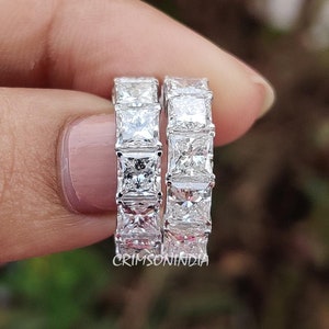 8 TCW Princess Cut Lab Grown Diamond Wedding Earrings 14K Solid White Gold Earrings, Hoop Earrings, Bridal Jewelry, Anniversary Gift For Her