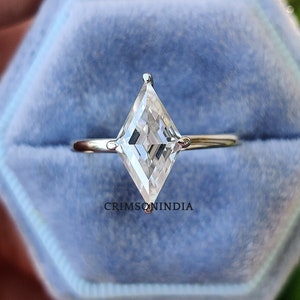 1.5 CT Lozenge Cut Moissanite Engagement Ring, 14K Solid White Gold Ring, Solitaire Ring, Vintage Ring, Proposal Ring, Promise Ring For Her
