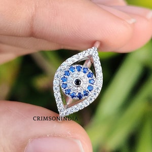 Evil Eye Ring, Moissanite Engagement Ring, 14K Solid Gold Ring, Sterling Silver Evil Eye Ring, Women&#39;s Ring, Anniversary Gift, Ring For Her