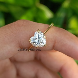 1.82 CT Heart Cut Moissanite Engagement Ring, 14K Solid Gold Ring, Solitaire Ring, Proposal Ring, Promise Ring, Anniversary Gift For Her