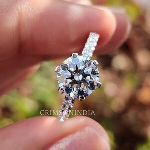 1.7 CT Round Cut Lab Grown Diamond Engagement Ring, 14K Solid Gold Ring, Six Prong Setting Ring, Eternity Ring, Anniversary Gift For Her