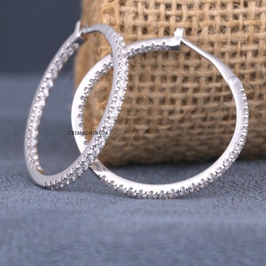 1.28 TCW Round Cut Moissanite Earrings, 14K Solid Gold Earrings, Huggies Hoop Earrings, Wedding Earrings, Engagement Earrings, Gift For Her