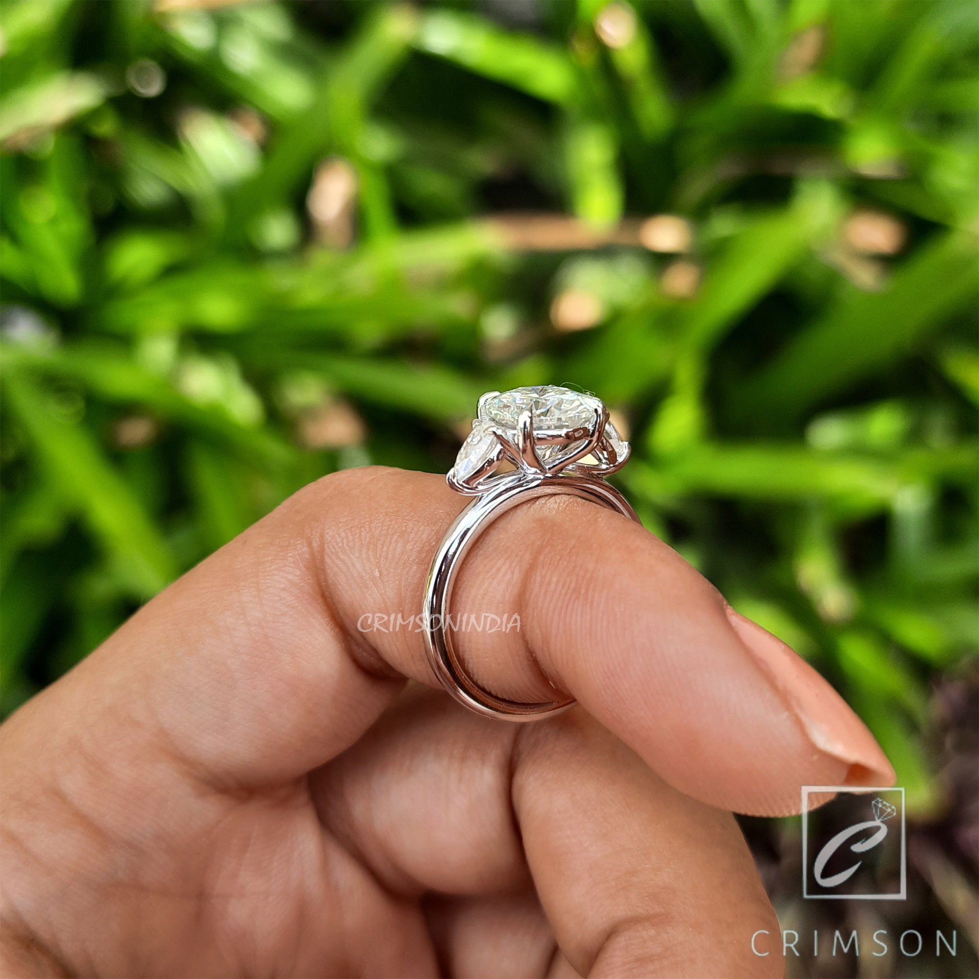 2 CT Round Cut Moissanite Engagement Ring, 14K Solid Gold