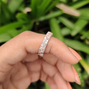 0.32 TCW Baguette and Round Cut Colorless Moissanite Wedding Band | Vintage Style Wedding Band | Half Eternity Band | Anniversary Band