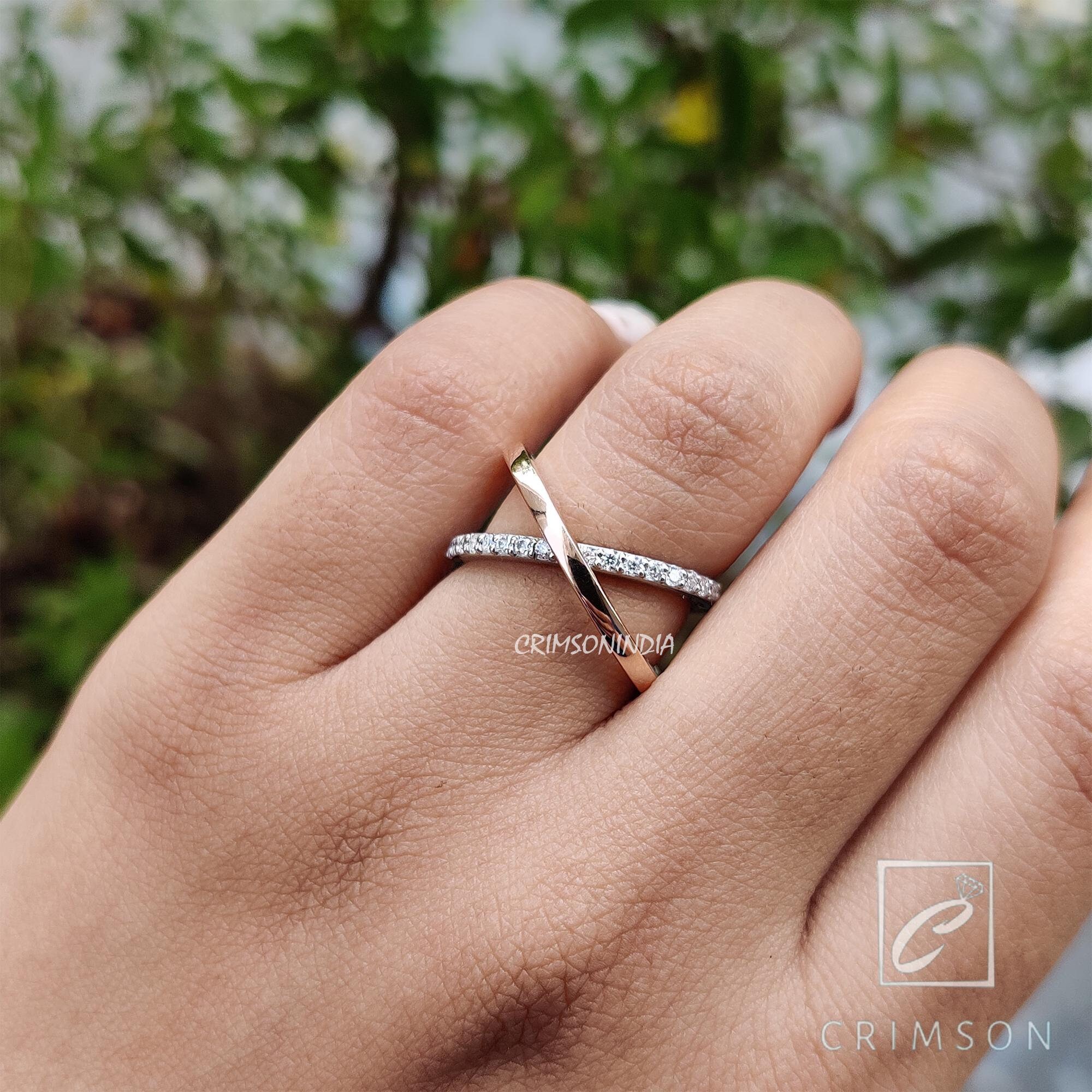 ラウンドカットのラボグロウンダイヤモンドの結婚指輪、14Kソリッド 