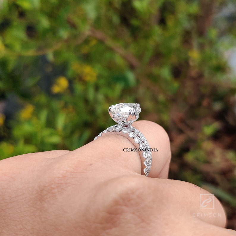 3 CT Pear Cut Moissanite Engagement Ring Set, 14K Solid Gold Ring Set ...