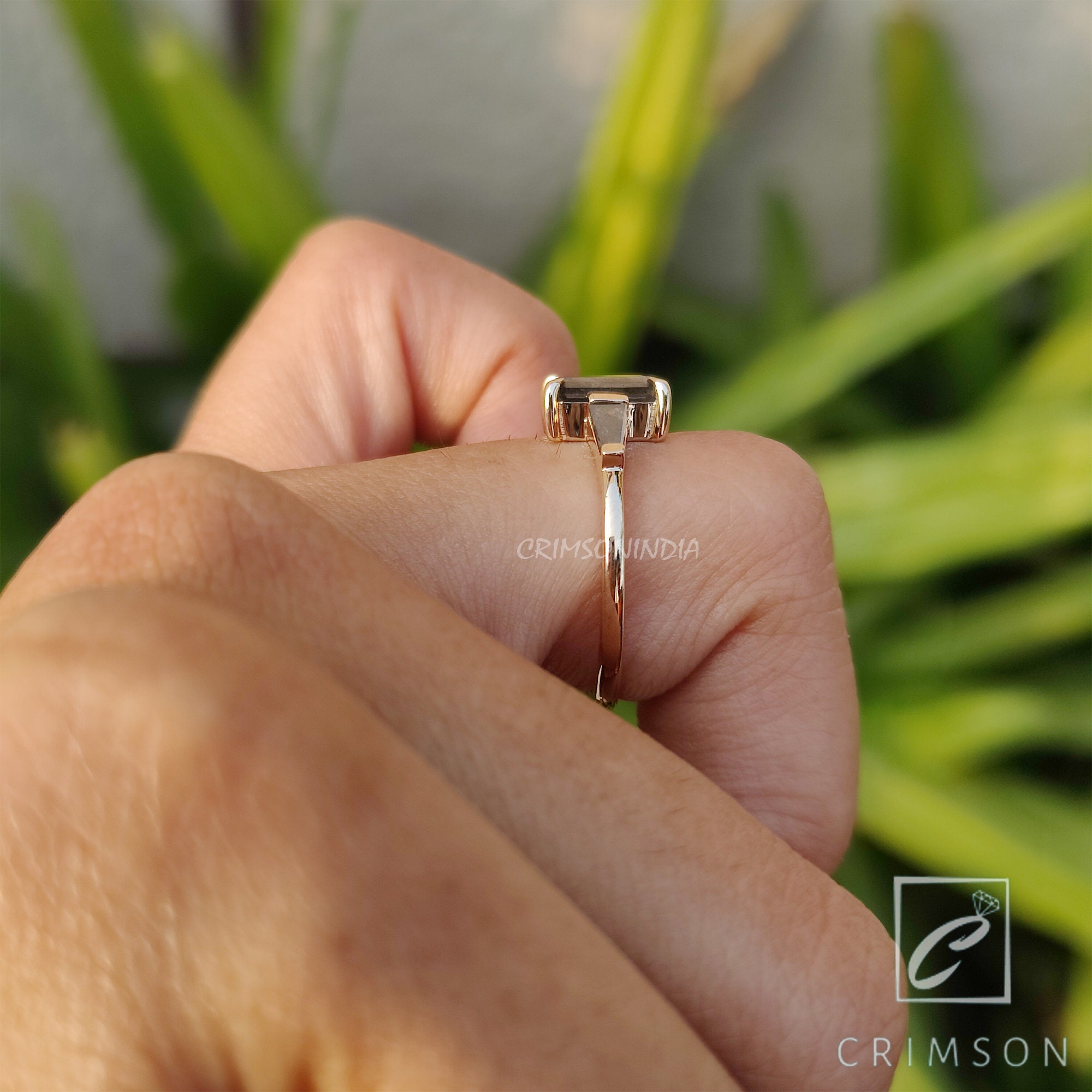1.82 CT Emerald and Baguette Cut Ring, 14K Solid Yellow Gold