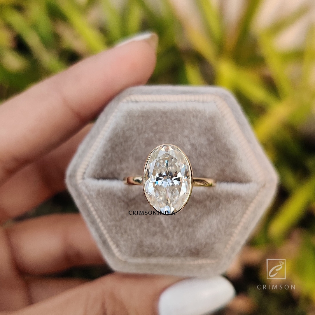 3 CT Oval Cut Moissanite Engagement Ring, Solitaire Ring, 14K Solid ...