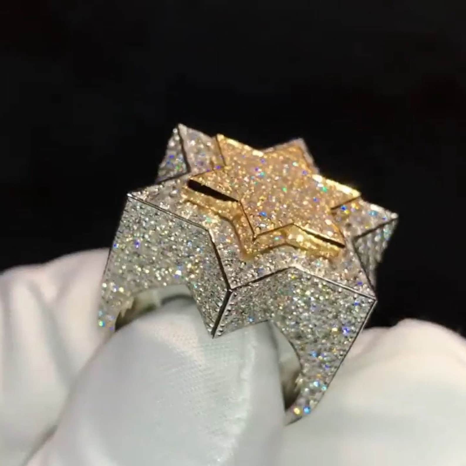 Hip Hop Pinky Ring Iced Out Star Ring 925 Sterling Silber Etsy