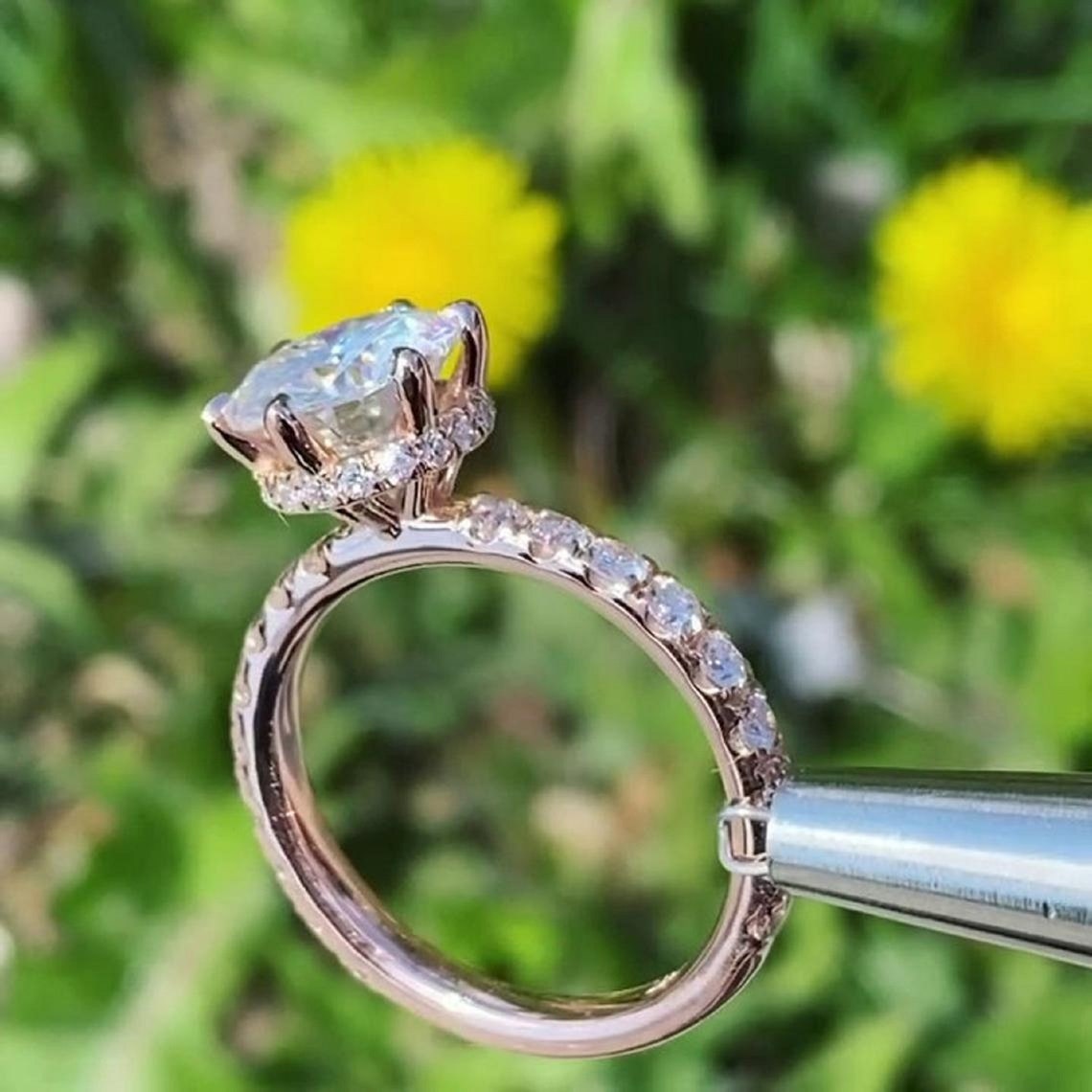 3 CT Round Cut Engagement Ring 6 Prong 14k White Gold Wedding Etsy