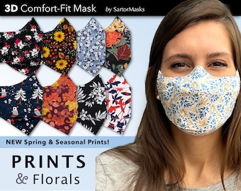 Floral and Print Masks | Easy Breathe 3D Face Mask | No Fog Design | Ships in 1 Day from New York City