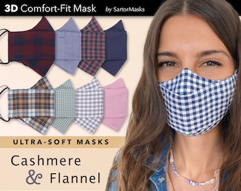 Flannel & Cashmere 3D Face Masks | No Glass Fog Design | Flannel, Cashmere and Plaid Styles