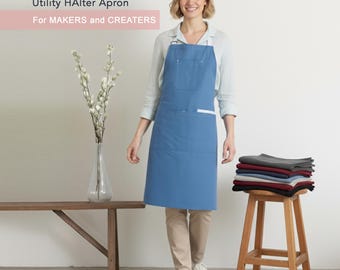 Denver Halter Personalized Apron – Custom Cooking Gift for Mom Dad Chef – Embroidered Kitchen Apron for Him Her – BBQ Grilling Gift