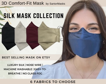 SILK ULTRA SOFT 3D Face Mask | Best Selling Mask on Etsy | No Fog Design | Luxurious | Washable | Ships in 1 Day from New York City