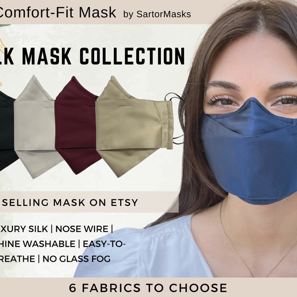 SILK ULTRA SOFT 3D Face Mask | Best Selling Mask on Etsy | No Fog Design | Luxurious | Washable | Ships in 1 Day from New York City