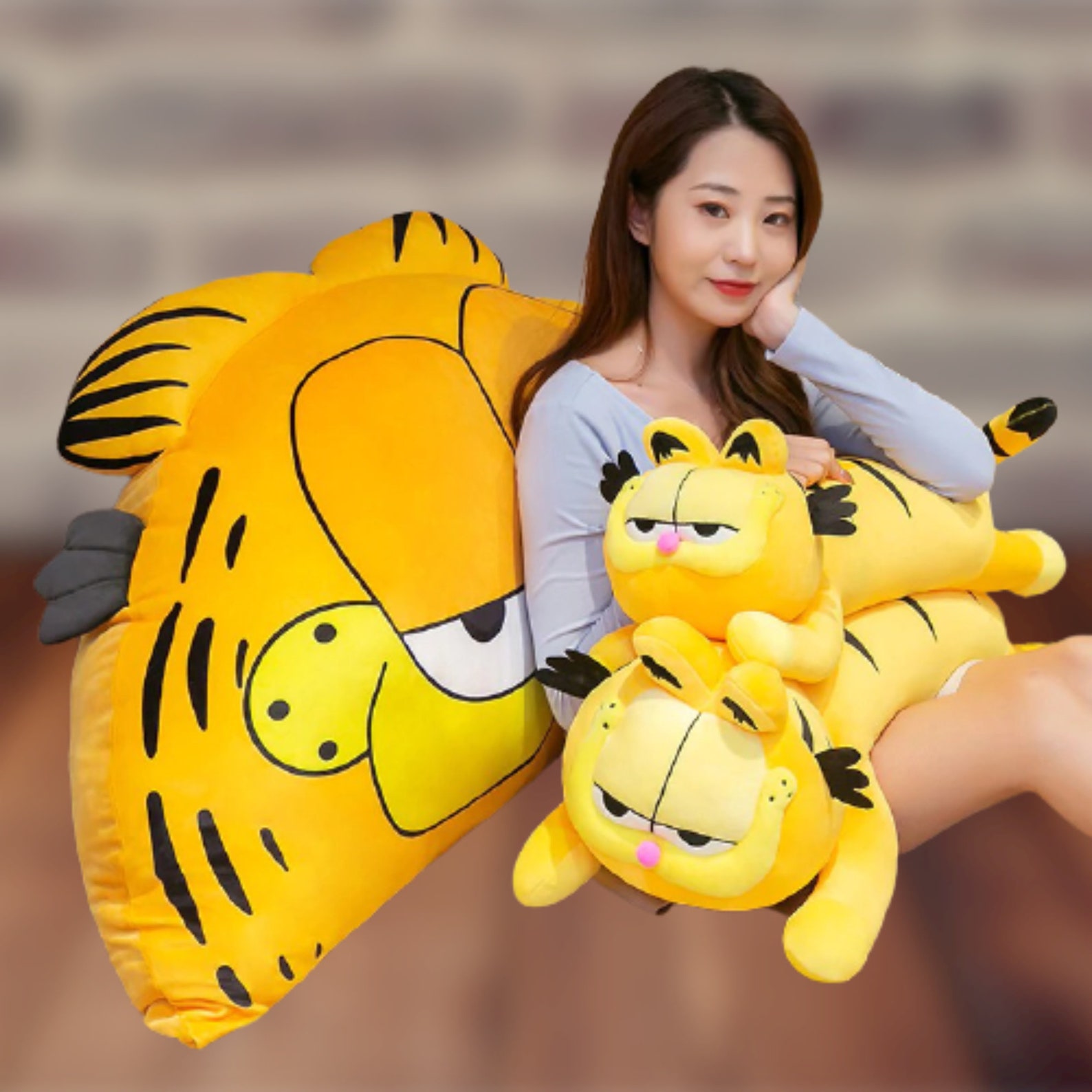 60130cm Big Size Cute Cat Plush Pillow Stuffed Garfield Toy Etsy